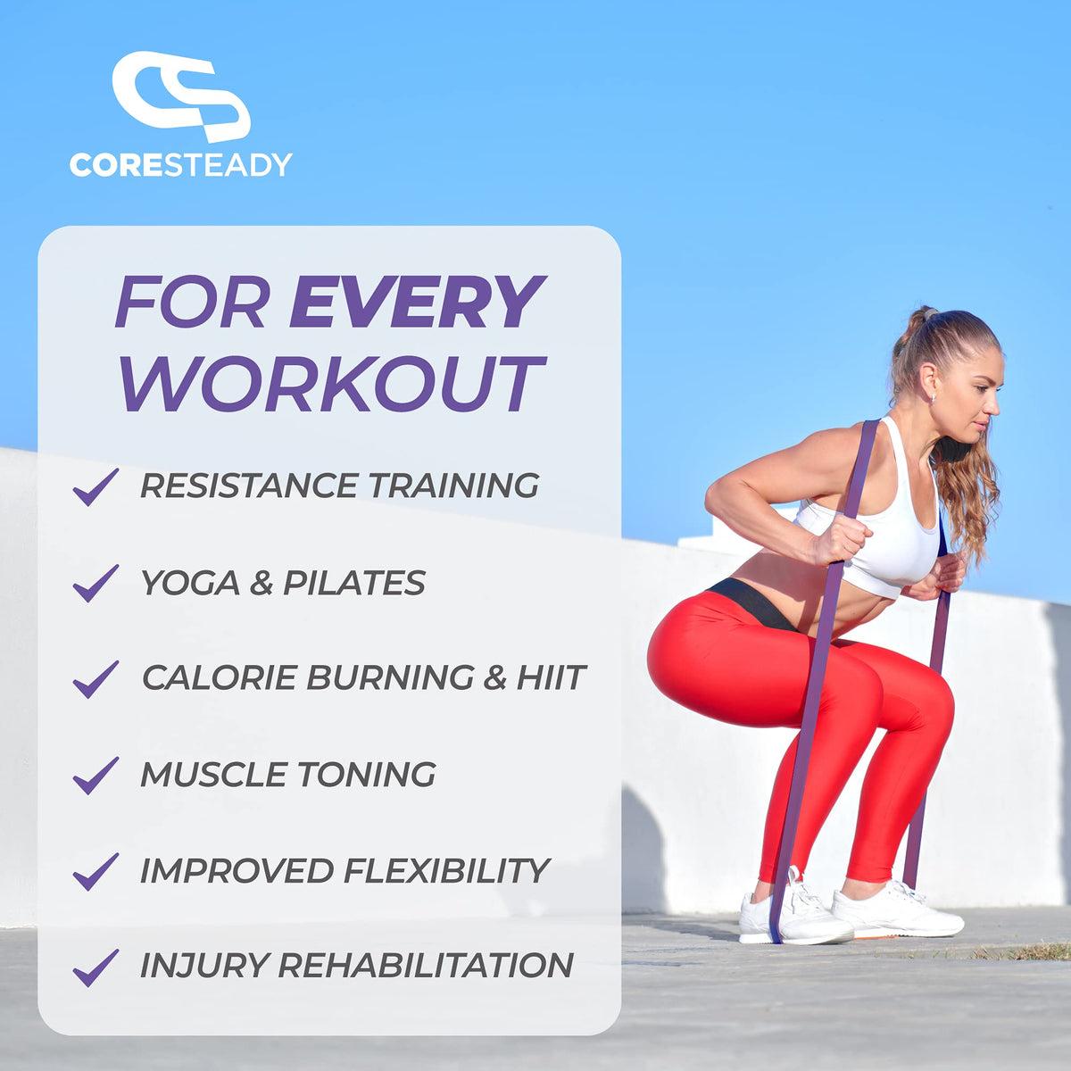 Coresteady Pull Up Bands & Resistance Bands - Heavy Duty Loop Band for Men & Women - Build Fit Power & Muscle - Training, Fitness Assist Pull Ups & Gym Exercise
