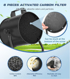 YOZON 8'' Portable Range Hood, Kitchen Exhaust Fan with Switch, Desktop Range Hood, 455 CFM Efficient Kitchen Ventilation, 120° Adjustable Angle, 8x Activated Carbon Filters for BBQ/Camping/RV