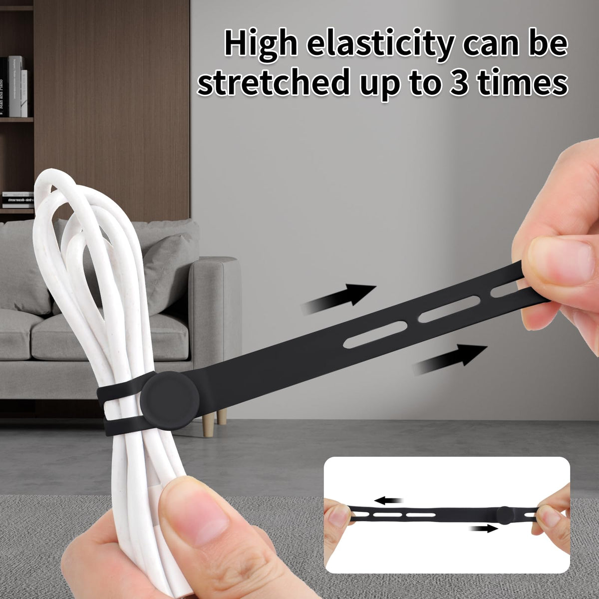 Oligei 25 Pcs Silicone Cable Ties, Cable Ties Reusable, High Elasticity Cord Wraps for Electrical Cords, Cord Organizer for Earphone, Phone Charger(Blue)