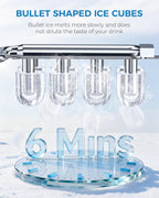 Electactic Portable Ice Maker Countertop,8 Bullet Ice in 6 Mins,2 Ice Size