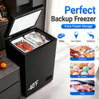 Chest Freezer Low temperature quick freeze 14℉ to -40℉ Compact Freezer - 2 Removable Baskets Match Day Parties, Home Bar Game Day &Beaded Ice Cream & Frozen Storage (Red, 1.8 Cubic Feet)