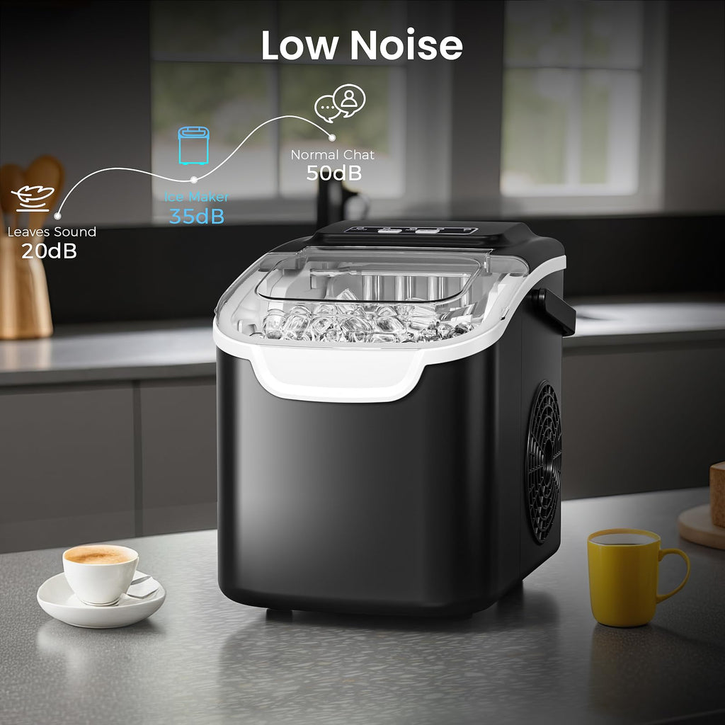 Electactic Portable Ice Maker Countertop,8 Bullet Ice in 6 Mins,2 Ice Size
