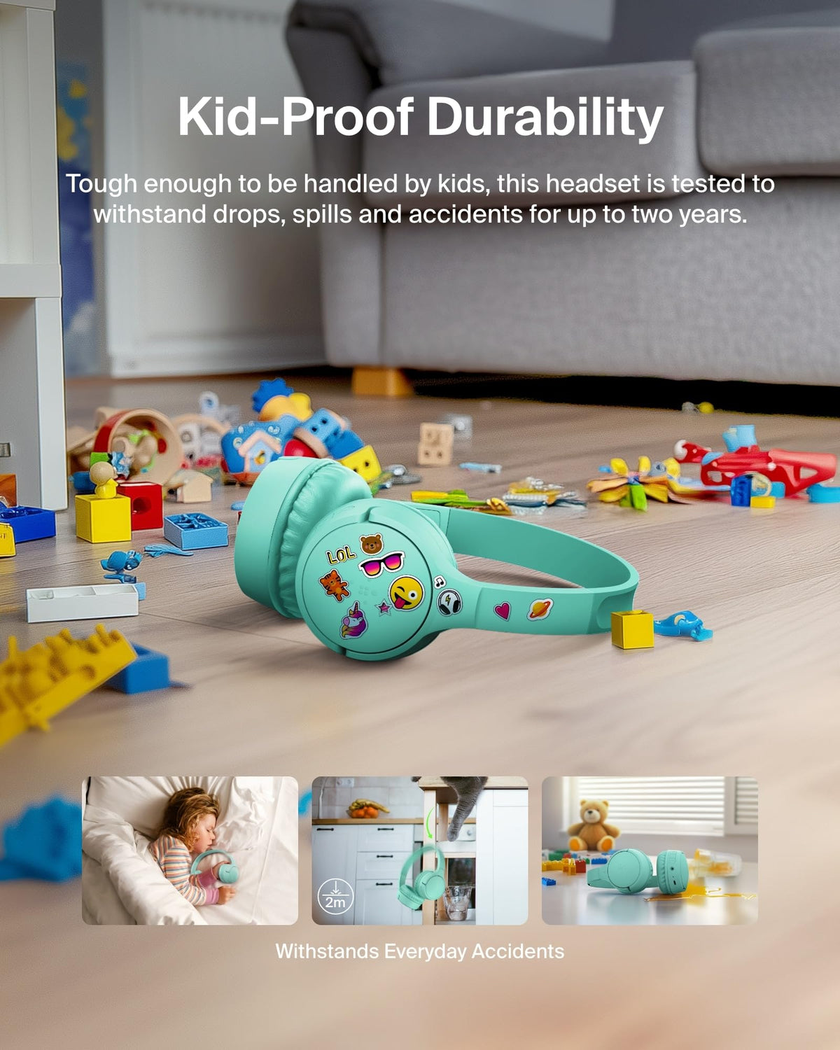 Belkin SoundForm Mini Kids Headphones, Wireless & Wired, 30H Playtime, Case