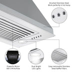 Range Hood Insert 30 inch,Stainless Steel Kitchen Vent Hood 600CFM,Built-in Kitchen Stove Hood w/Front Button Controls and Front LED Lights,Baffle Filters,Ducted/ductless Convertible Duct