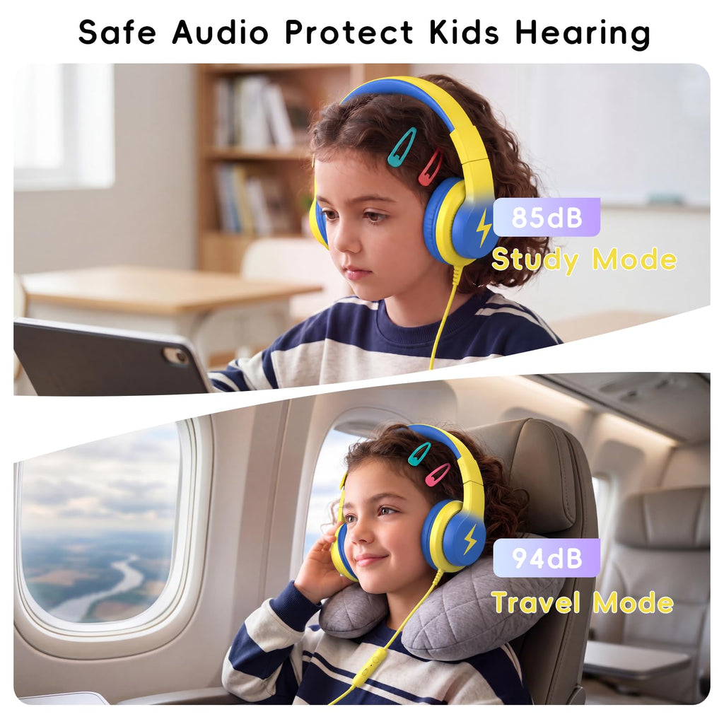 Candy Bila Wired Kids Headphones for School, Over-Ear for Boys Girls