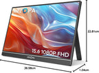 ARZOPA Portable Monitor 15.6" 1920×1080 FHD IPS Portable Monitor for Laptop with Kickstand, Ultra-Slim Second Screen for Laptop/PC/Mac/PS3/4/5/Xbox - USB C & HDMI Connectivity - A1