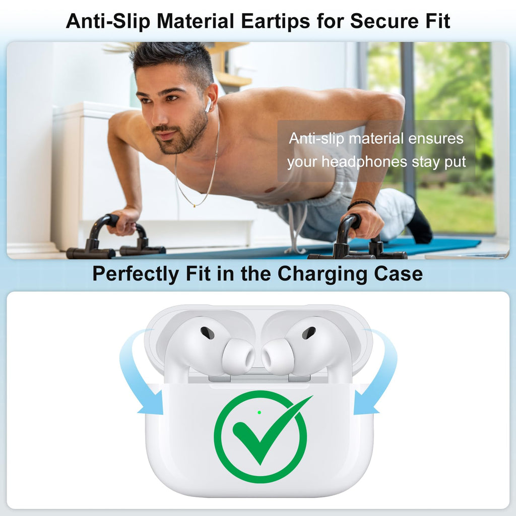 3 Pairs Replacement Ear Tips for AirPods Pro 2nd & 1st(Small, Black)