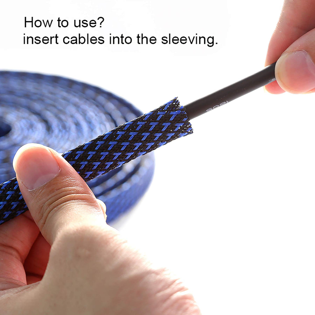 100ft - 1/2 inch PET Expandable Braided Sleeving – Black – Alex Tech Braided Cable Sleeve