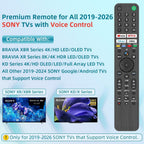 Rechargeable TV Remote for Samsung Smart TVs, Replacement for All 2019-2026 Samsung TV Remote Control with Voice Control. USB-C Fast Charging. Solar Charging. 2-Year Warranty.