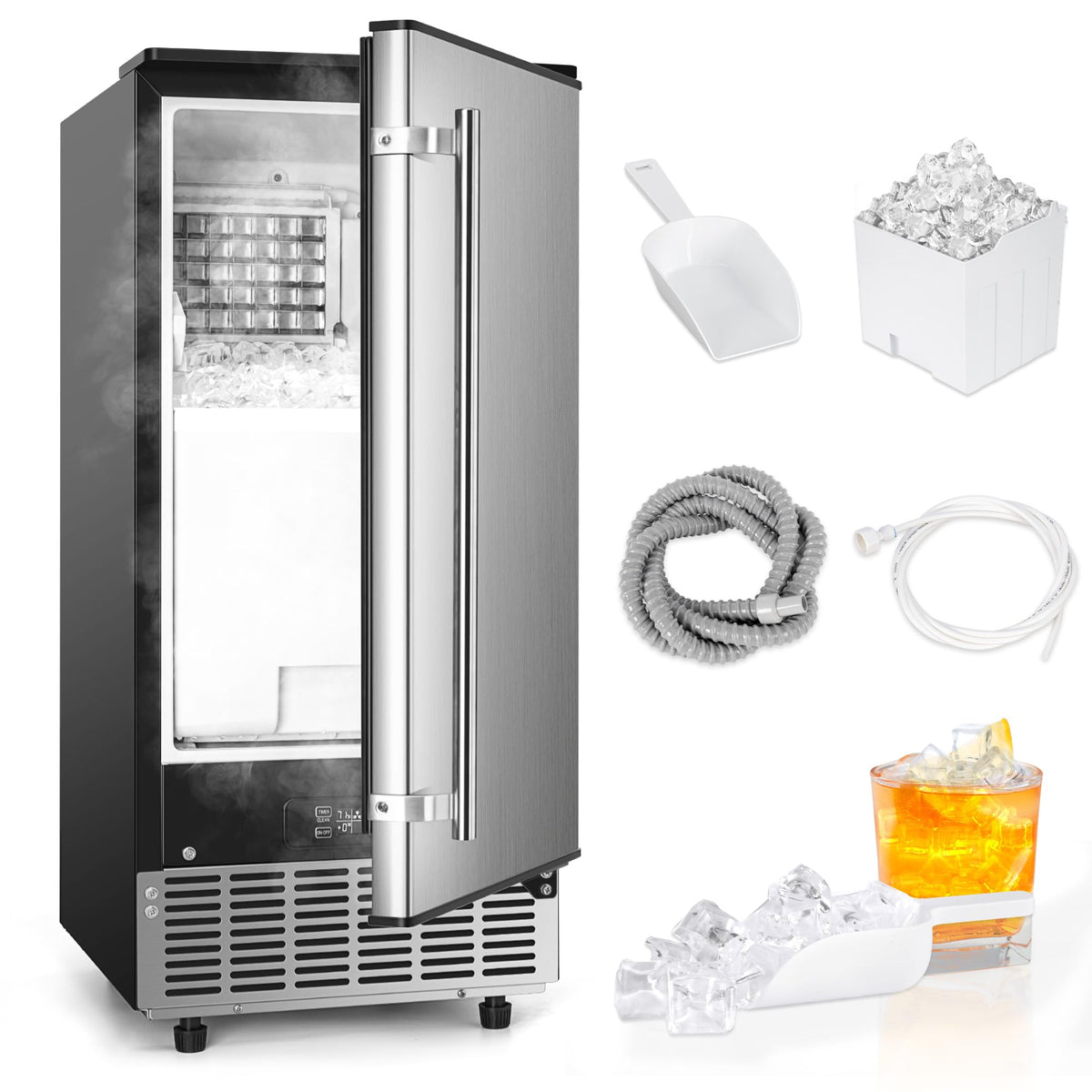 EUHOMY Nugget Ice Maker Countertop with Handle, Max 40lbs Daily Sonic Ice