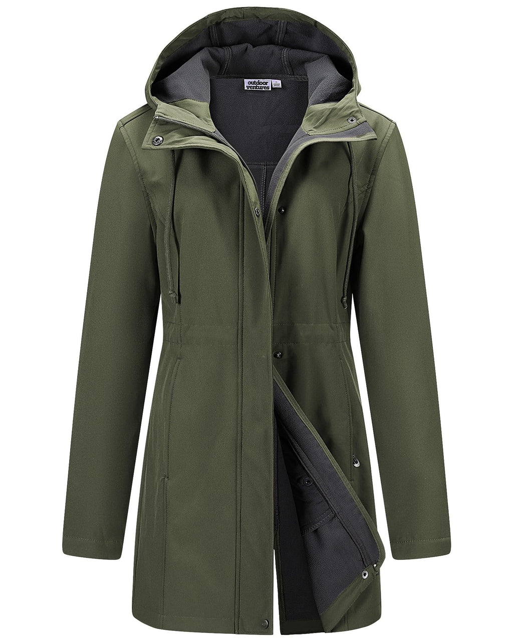 Outdoor Ventures Womens Waterproof Softshell Jacket Long Hooded Windbreaker
