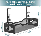 Under Desk Cable Management Tray 2 Pack, No Drill Cable Organizer With Clamp for Standing Desk, Easy to Install Cord Management System, No Damage Wire Organizer