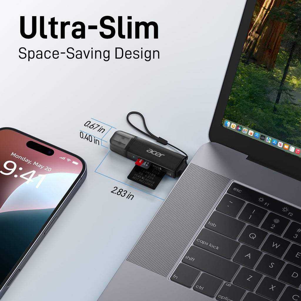 Acer SD Card Reader, USB C & USB 3.0 Memory Card Reader Adapter