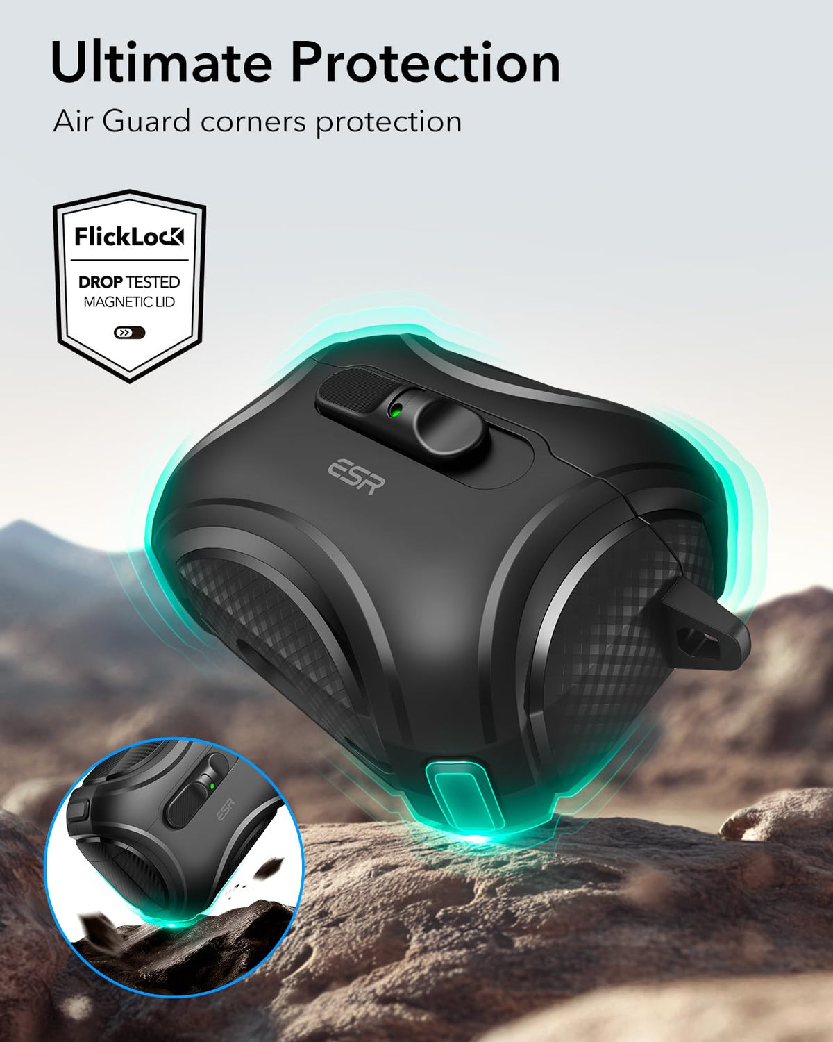 ESR for AirPods 5/4 Case, Compatible with MagSafe, Drop-Proof Lock, Black
