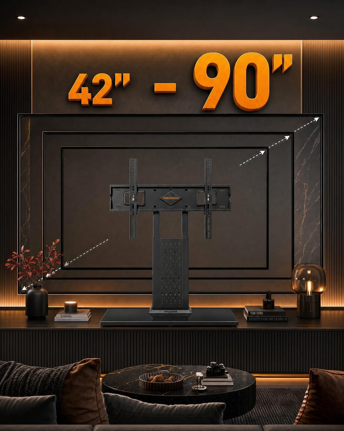 Perlegear Universal Swivel TV Stand Base for 32–70 inch TVs to 99lbs
