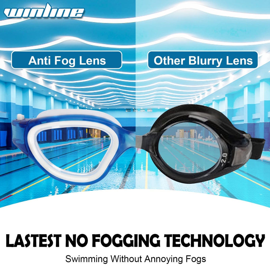Winline Adult Swimming Goggles,Open Water Goggles Swimming Anti Fog UV Protection No Leakage Clear Vision Easy to Adjust for Adults Men Women Teenagers
