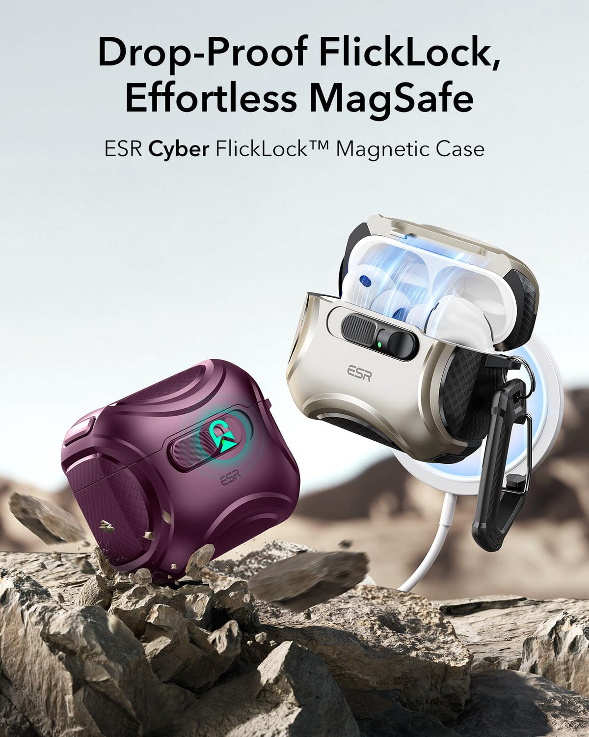 ESR for AirPods 5/4 Case, Compatible with MagSafe, Drop-Proof Lock, Black