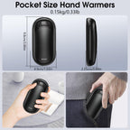 2-Pack Hand Warmer Rechargeable 6000mAh OUTJUT Portable Pocket Warmer Adjustable Heating Modes，USB Electric Split Rechargeable Hand Warmer Suitable for Outdoor Sports, Camping, for Reno Patients