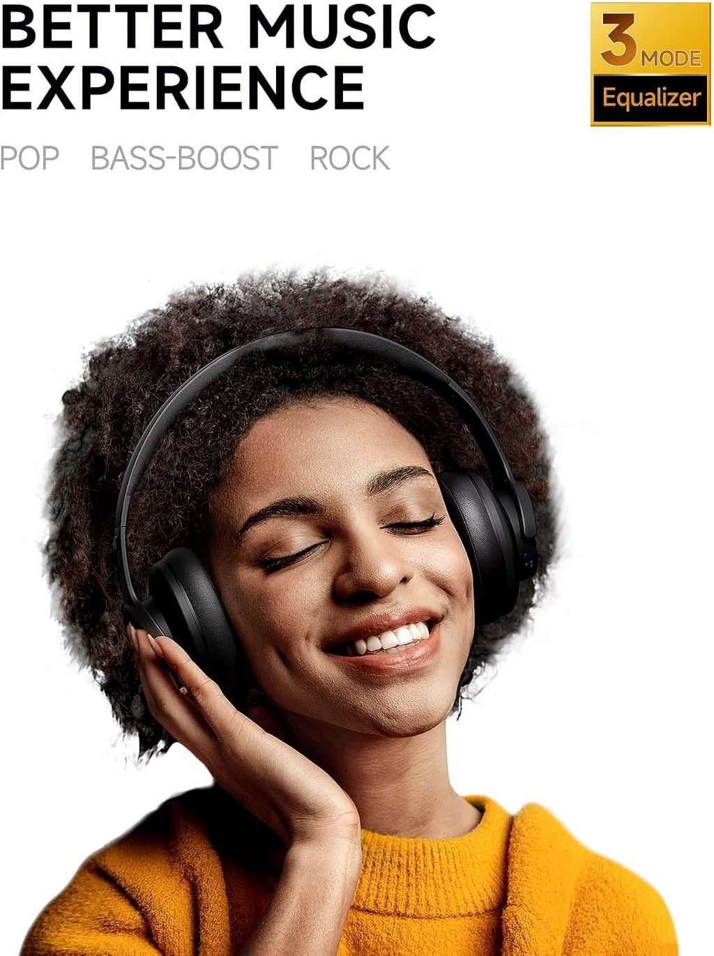 Picun B8 Wireless Bluetooth Headphones, 120H Playtime, 3EQ Modes, Black