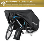 BEEWAY Bike Cover for 2 Bikes, Waterproof Bicycle Cover for Outside Storage - 210T Polyester with Pu Coating Bike Rain Cover for Mountain Road Bike 210x110x95cm