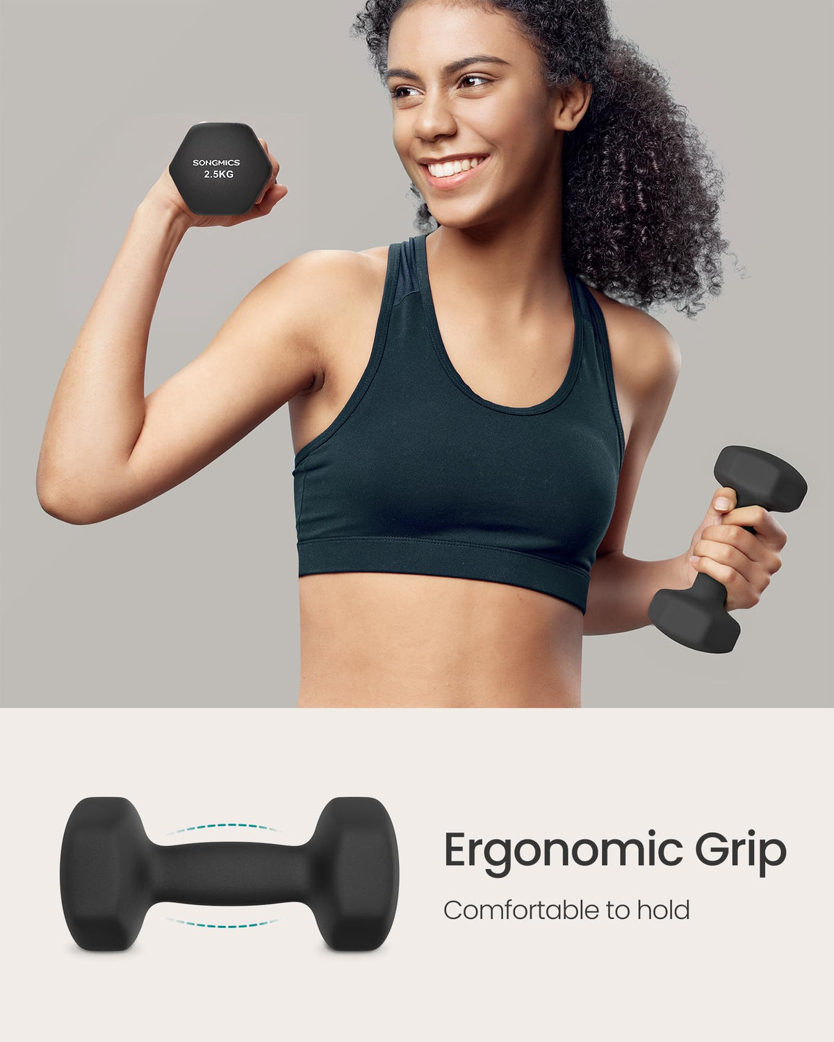 SONGMICS Hex Neoprene Dumbbells, 1/2/3/4/5KG Pair Weights for Fitness Training