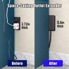 CABOCASA 3FT Flat Plug Extension Cord Power Strip 3 Outlets White Upward