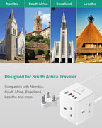South Africa Plug Adapter, PD20W 3 Way Cube Extension Lead, Type M,1.5M