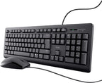 Trust Taro Wired Keyboard and Mouse Set QWERTY UK Layout, Black