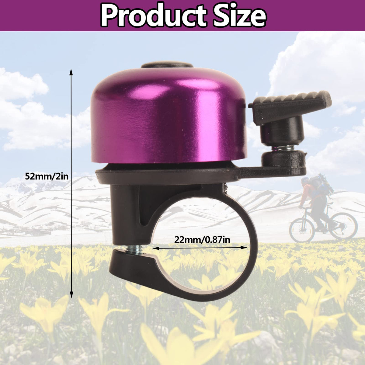 Bike Bell Bicycle Bell with Loud Crisp Clear Sound, Road and Mountain Bike Bell Adults Kids(8 colors)