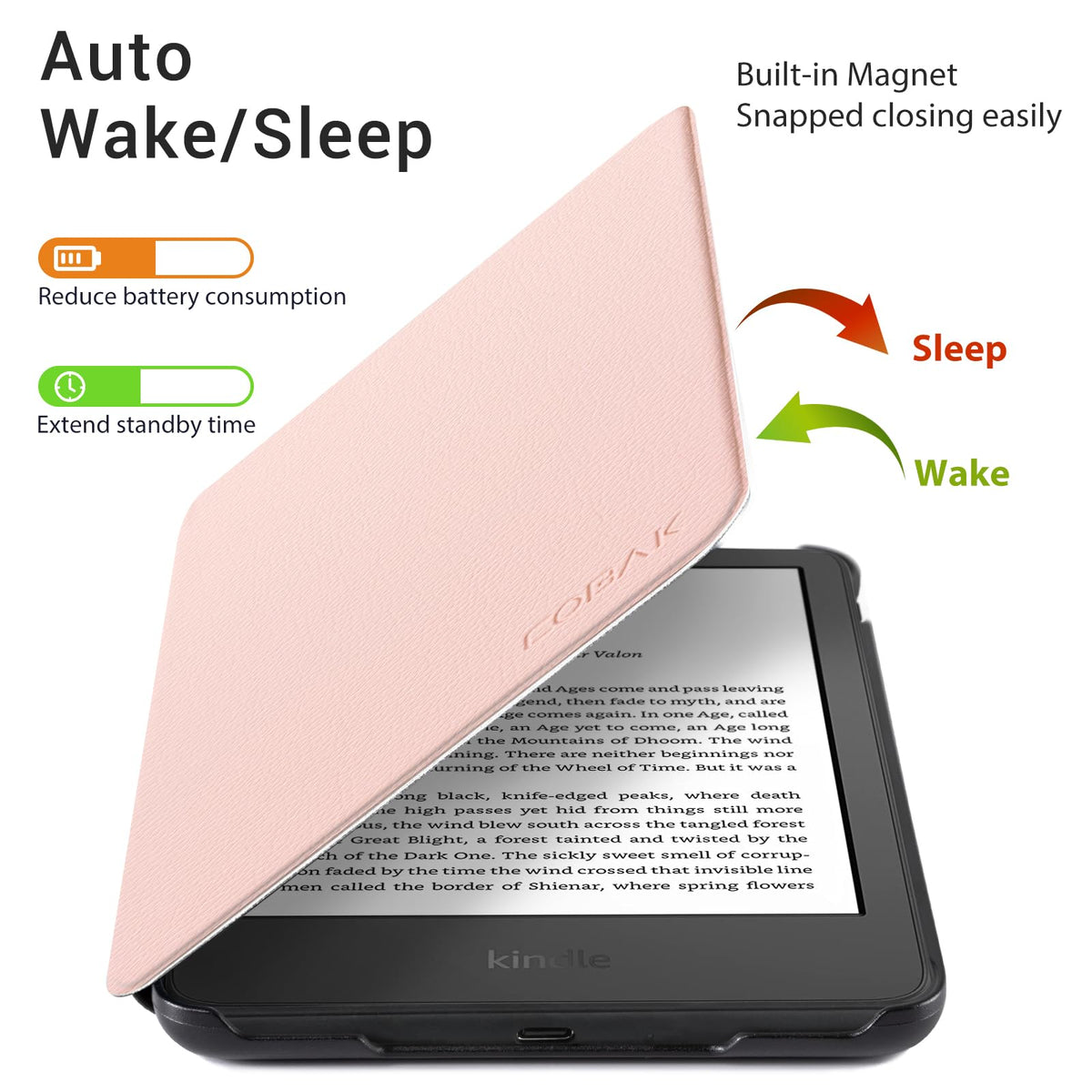 CoBak Case for 6" Kindle 11th Generation 2024 and 2022, Premium PU Leather Smart Cover with Auto Sleep/Wake for Kindle, Black