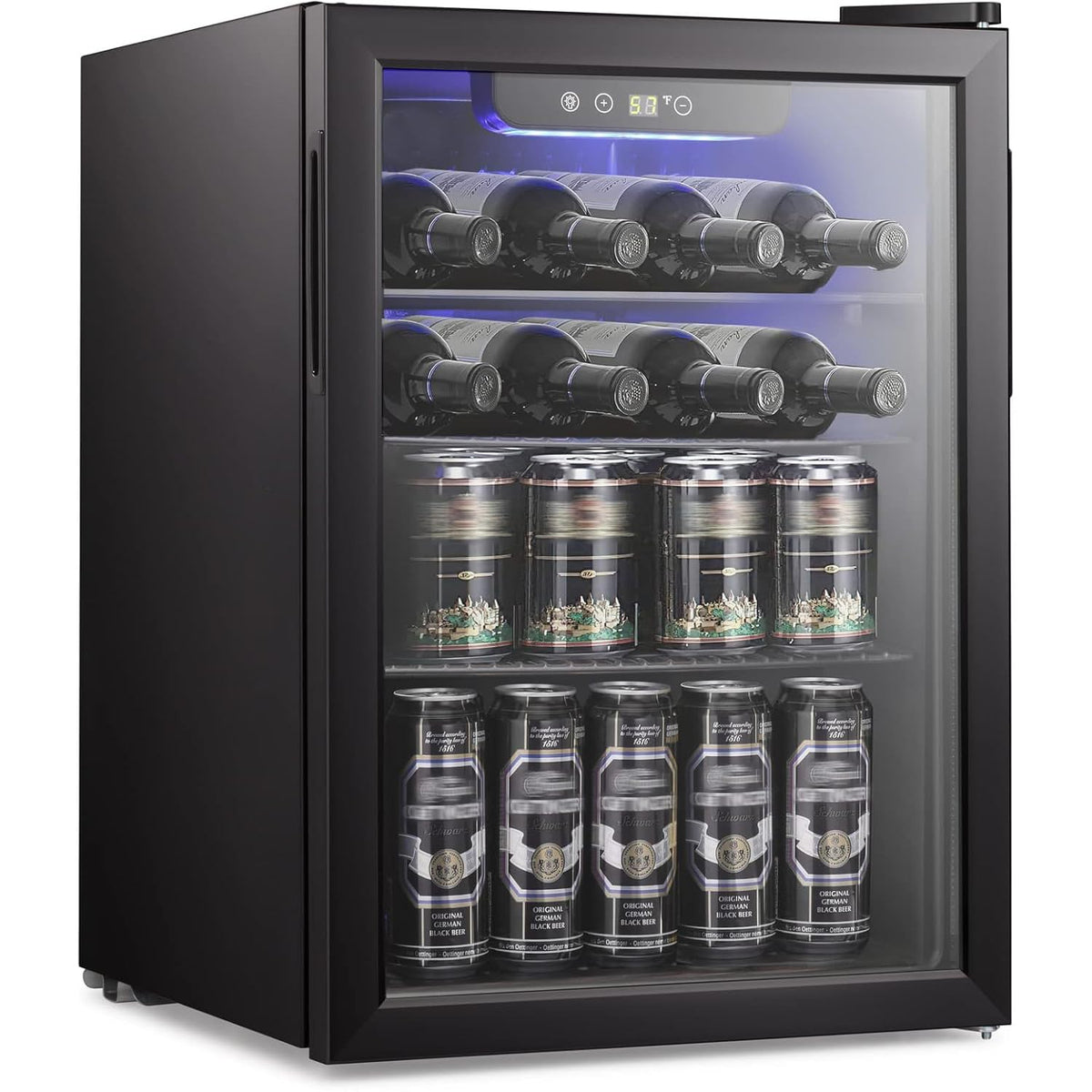 Antarctic Star 12 Bottle 48 Can Beverage Refrigerator Cooler - Mini Fridge Glass Door for Beer Soda Drinks or Wine,Freestanding Beverage Fridge for Home and Bar with Adjustable Shelving, 1.3 Cu. Ft.
