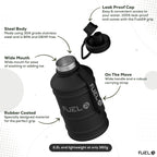 Fuel24 Stainless Steel Jug - 1.3 or 2.2 Litre Water Bottle - Extra Strong, BPA Free, Leak Proof - Large Gym Sports Bottle, 1.3L, 2.2L, Metal Bottle - Colour Options