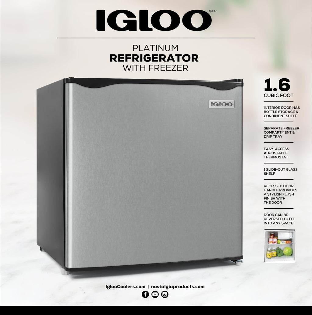 Igloo 2.6 Cu.Ft Mini Fridge with Freezer- Single Door Compact Refrigerator with Glass Shelves for Homes, Dorms & Offices- Keep Snacks, Drinks & Frozen Foods Cool with Temperature Control Fridge- White