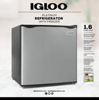 Igloo 2.6 Cu.Ft Mini Fridge with Freezer- Single Door Compact Refrigerator with Glass Shelves for Homes, Dorms & Offices- Keep Snacks, Drinks & Frozen Foods Cool with Temperature Control Fridge- White