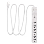 Amazon Basics Surge Protector Power Strip, 6-Outlet, 790 Joules, 6ft Extension Cord, Safety Shutters, White