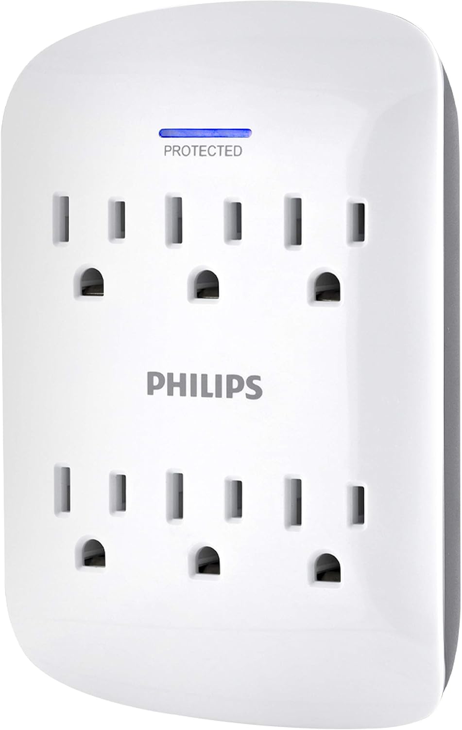 Philips 6-Outlet Extender Surge Protector, Wall Tap, 900 Joules, 3-Prong