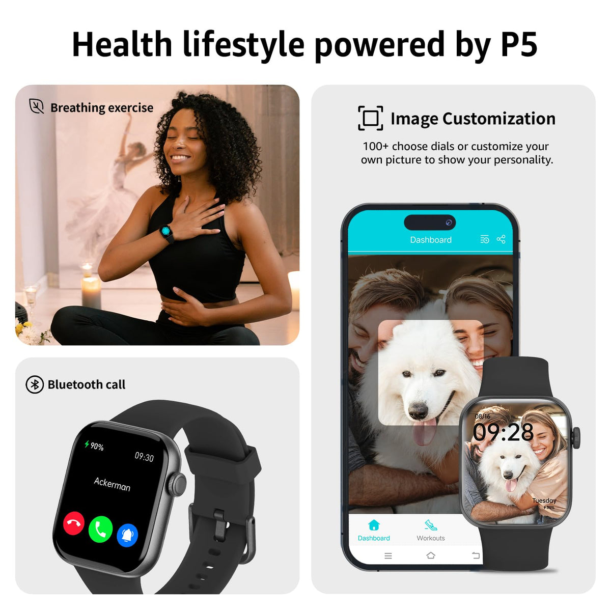 AcclaFit Smart Watch for Men Women Answer/Make Call, 1.85" Smartwatch, Fitness Watch with Heart Rate Blood Pressure Sleep Monitor, IP68 Waterproof Step Counter Compatible with Android IOS Orange