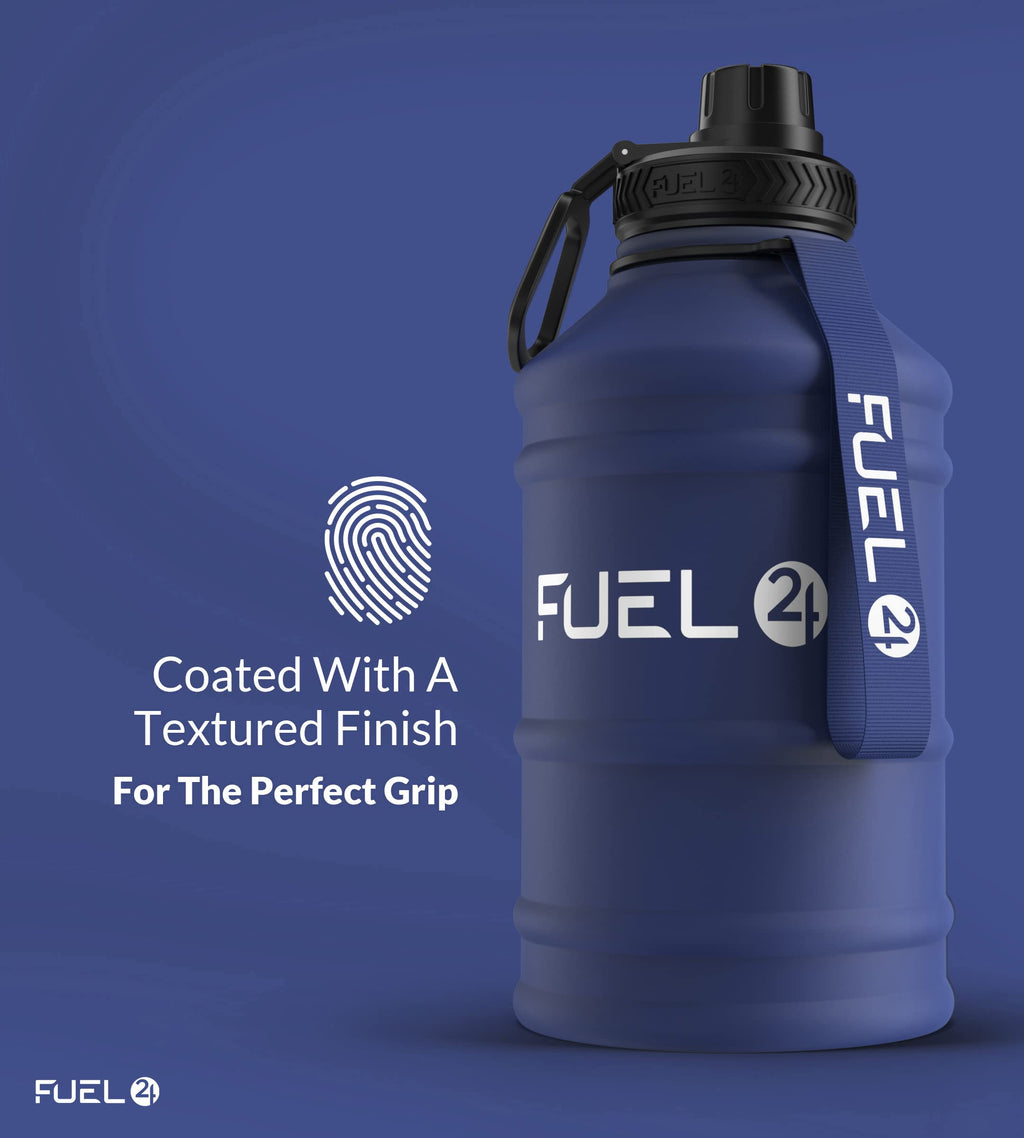 Fuel24 Stainless Steel Jug - 1.3 or 2.2 Litre Water Bottle - Extra Strong, BPA Free, Leak Proof - Large Gym Sports Bottle, 1.3L, 2.2L, Metal Bottle - Colour Options