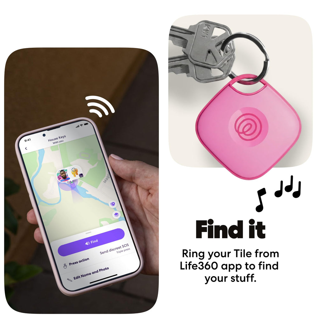 Life360 Tile - Bluetooth Tracker, Keys Finder and Item Locator for Keys, Bags and More. Phone Finder. Both iOS and Android Compatible. 1-Pack (Black)
