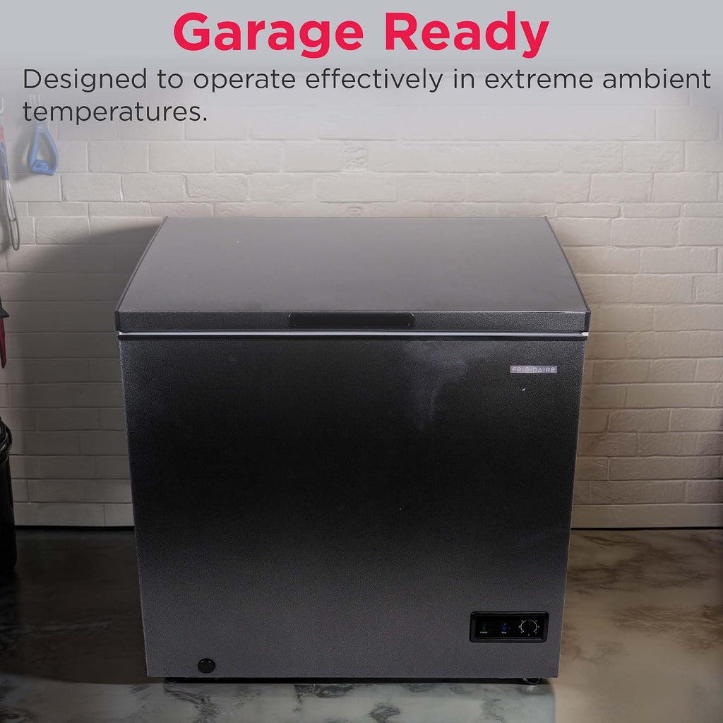 Frigidaire Chest Deep Freezer, 7 Cu. Ft. Capacity, Granita Rugged Design-Adjustable Thermostat-Removable Vinyl Coated Wire Basket-Easy Defrost Drain
