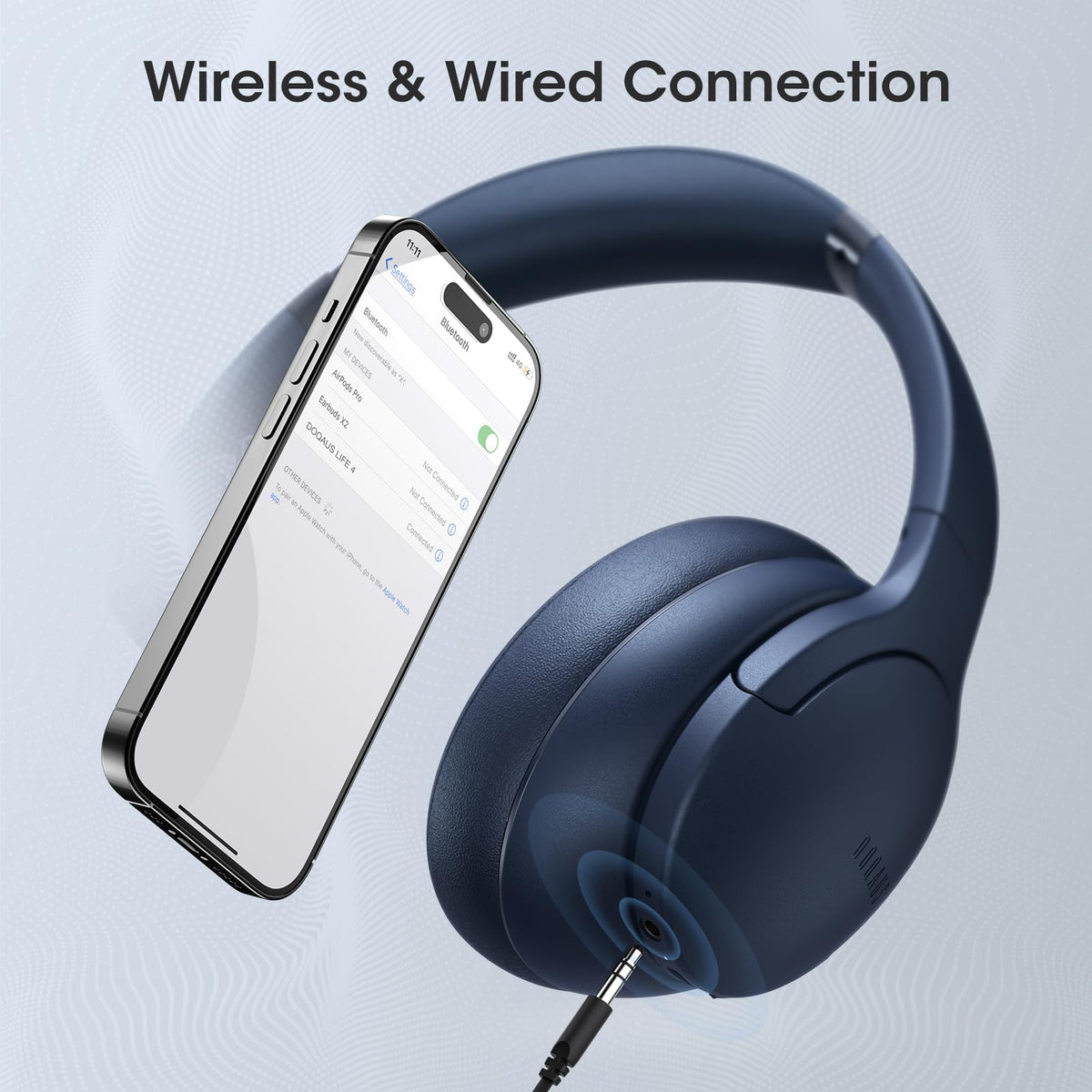 DOQAUS Bluetooth Headphones Over Ear, Headphones Wireless with 90H Playtime