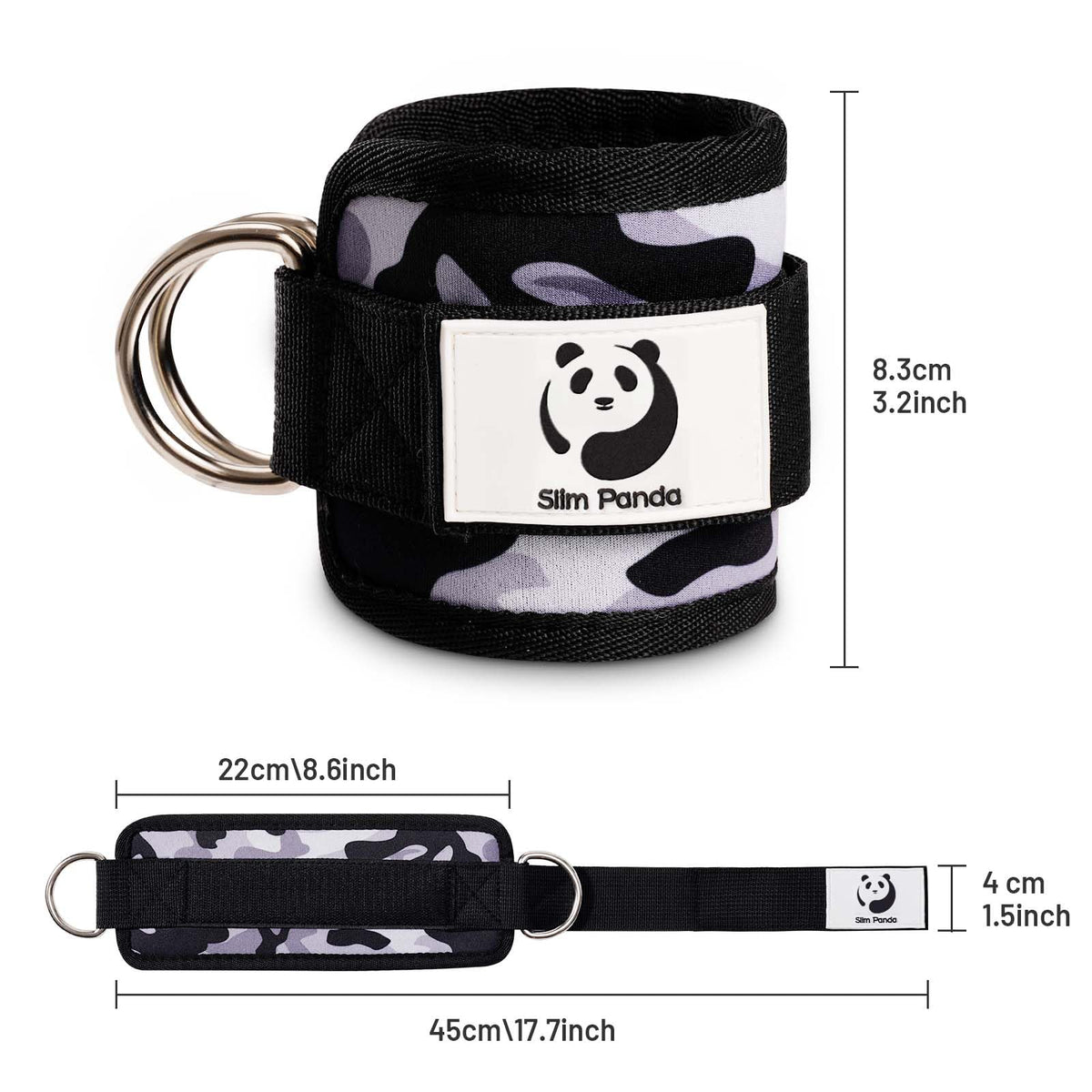 Slim Panda Ankle Straps for Cable Machines, Cable Kickback Ankle Cuffs