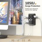3 Pack Surge Protector Outlet Extender, 6 Outlet Splitter with 4 USB Ports (2 USB C), Multi Plug Wall Outlet 1050J Power Strip, USB Wall Charger for Home Office Kitchen Travel-ETL