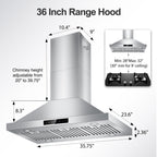 42 inch Range Hood Under Cabinet 1200 CFM Stainless Steel Stove Vent Hoods