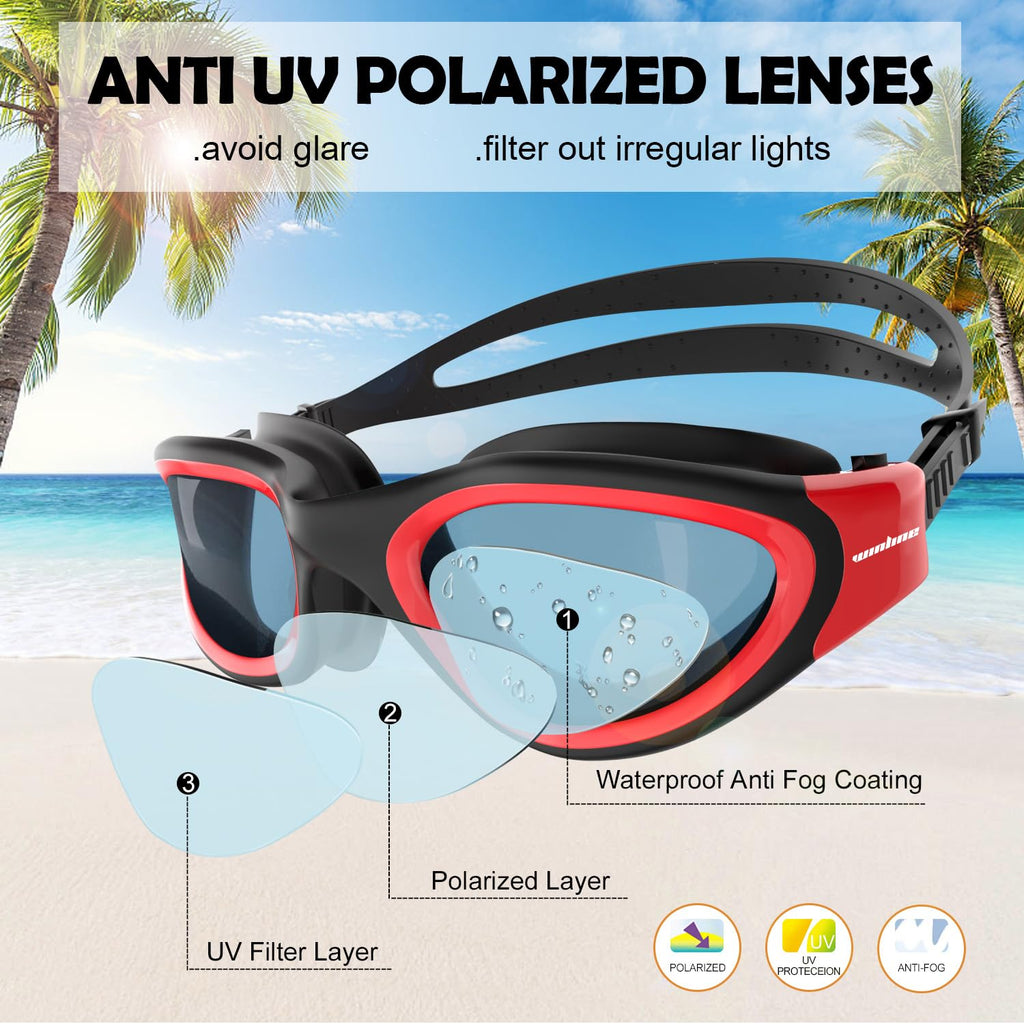 Winline Adult Swimming Goggles,Open Water Goggles Swimming Anti Fog UV Protection No Leakage Clear Vision Easy to Adjust for Adults Men Women Teenagers