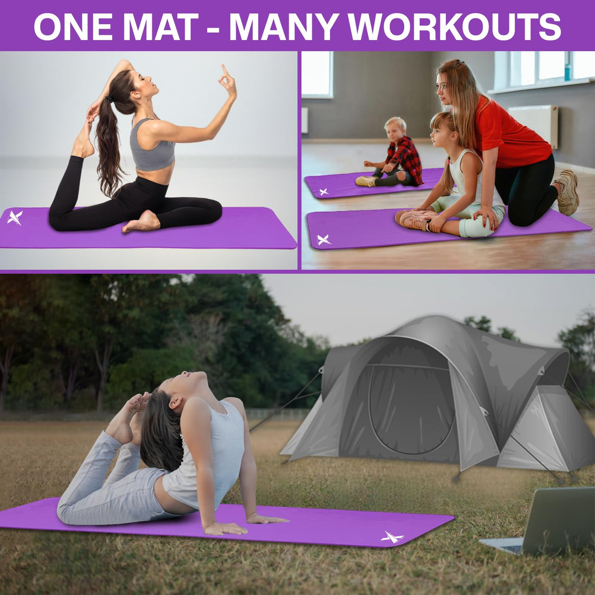 XN8 Sports Yoga Mat 10mm & 15mm Thick NBR Exercise Mat with Carry Strap