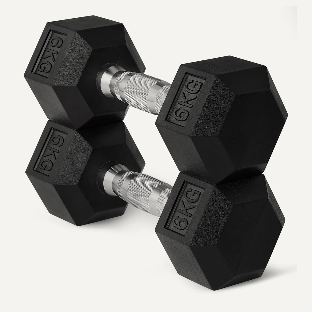 Amazon Basics Rubber Encased Hex Dumbbell Weights Set