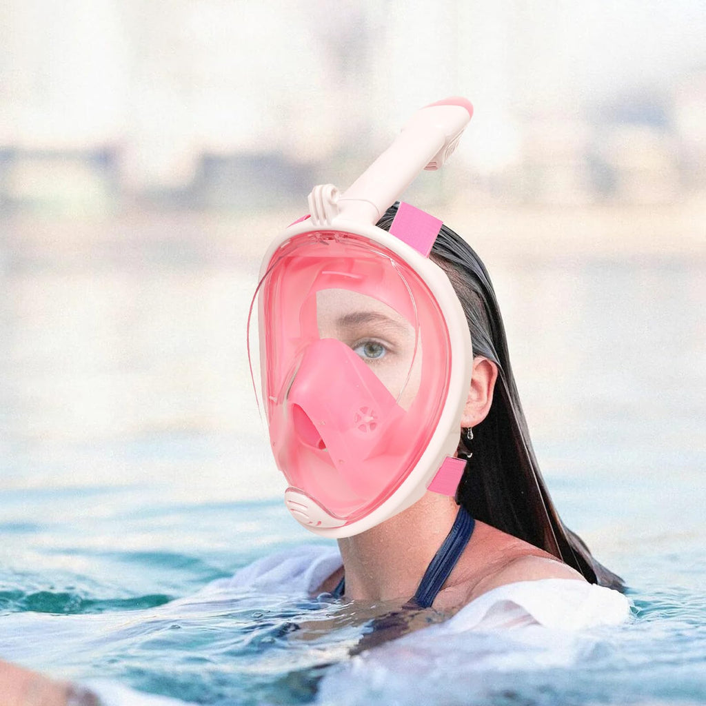Jsdoin Snorkel Mask Full Face,180°view Design - Anti-fog, Anti-leak Technology - Sports Camera Compatible - for a Safe Adults and Kids Snorkeling Experience