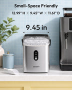 EUHOMY Nugget Ice Maker Countertop with Handle, Ready in 6 Mins, 34lbs Per Day, Removable Top Cover, Auto-Cleaning, Portable Sonic Ice Maker with Basket and Scoop, for Home/Party/RV/Camping (Black)