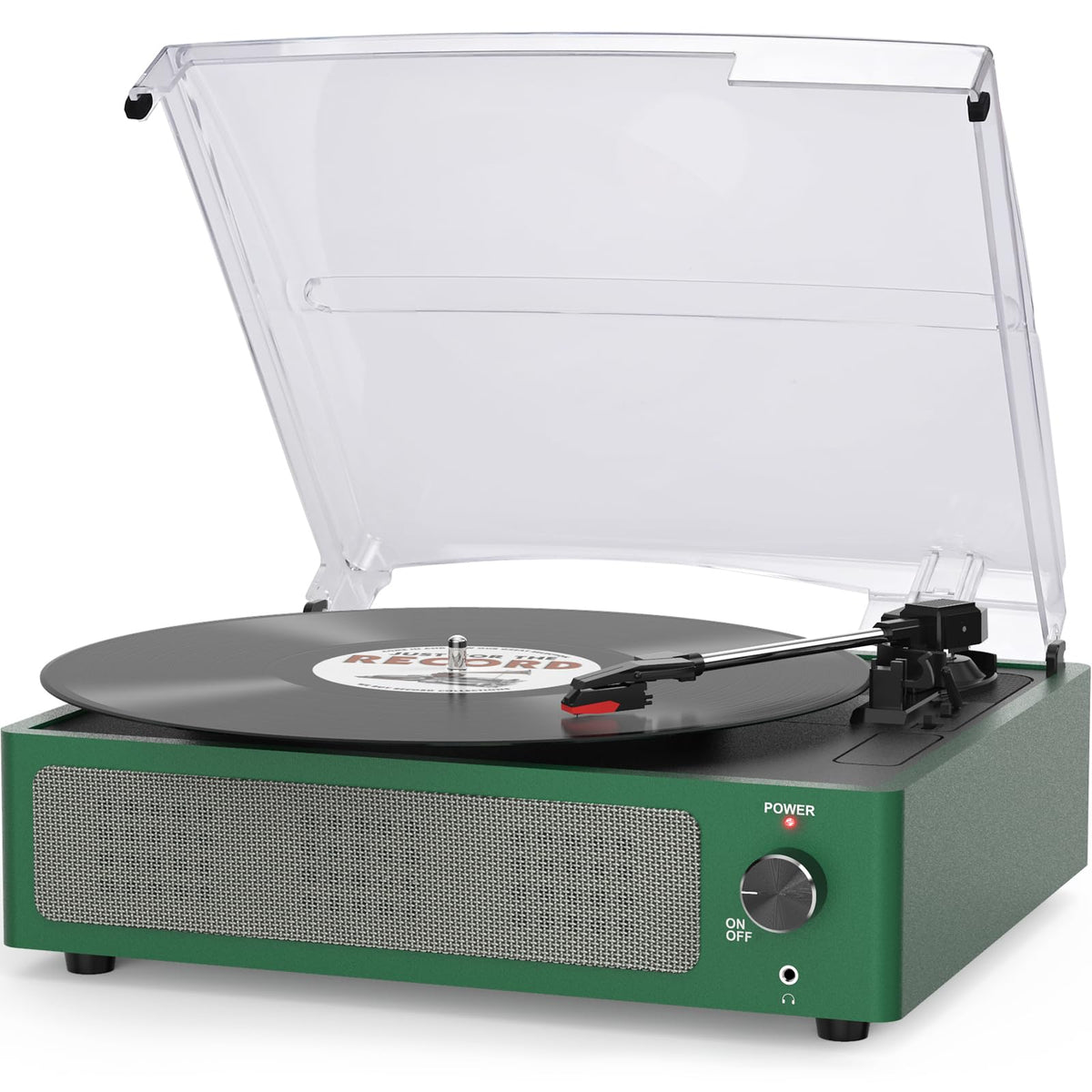 Seasonlife® Retro Vinyl Record Player with Stereo Speakers,Walnut Brown